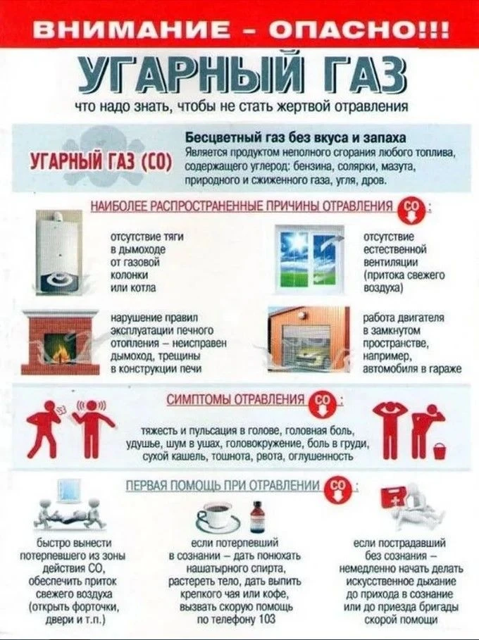 ⚠️ Профилактика отравления угарным газом