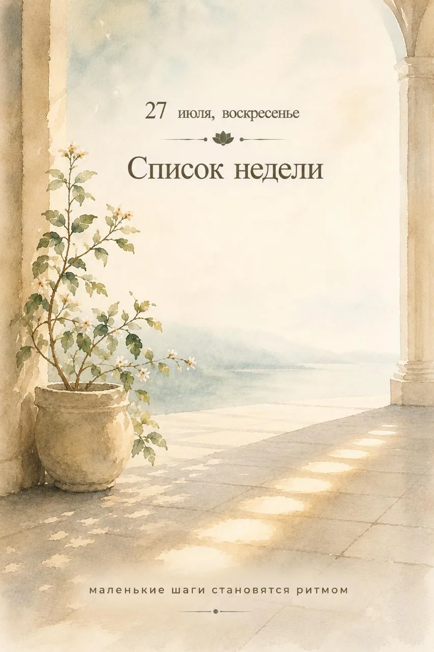 27 июля, воскресенье.

Список недели.

Июль подходит к концу, и многие замечают одно и то же: едят в