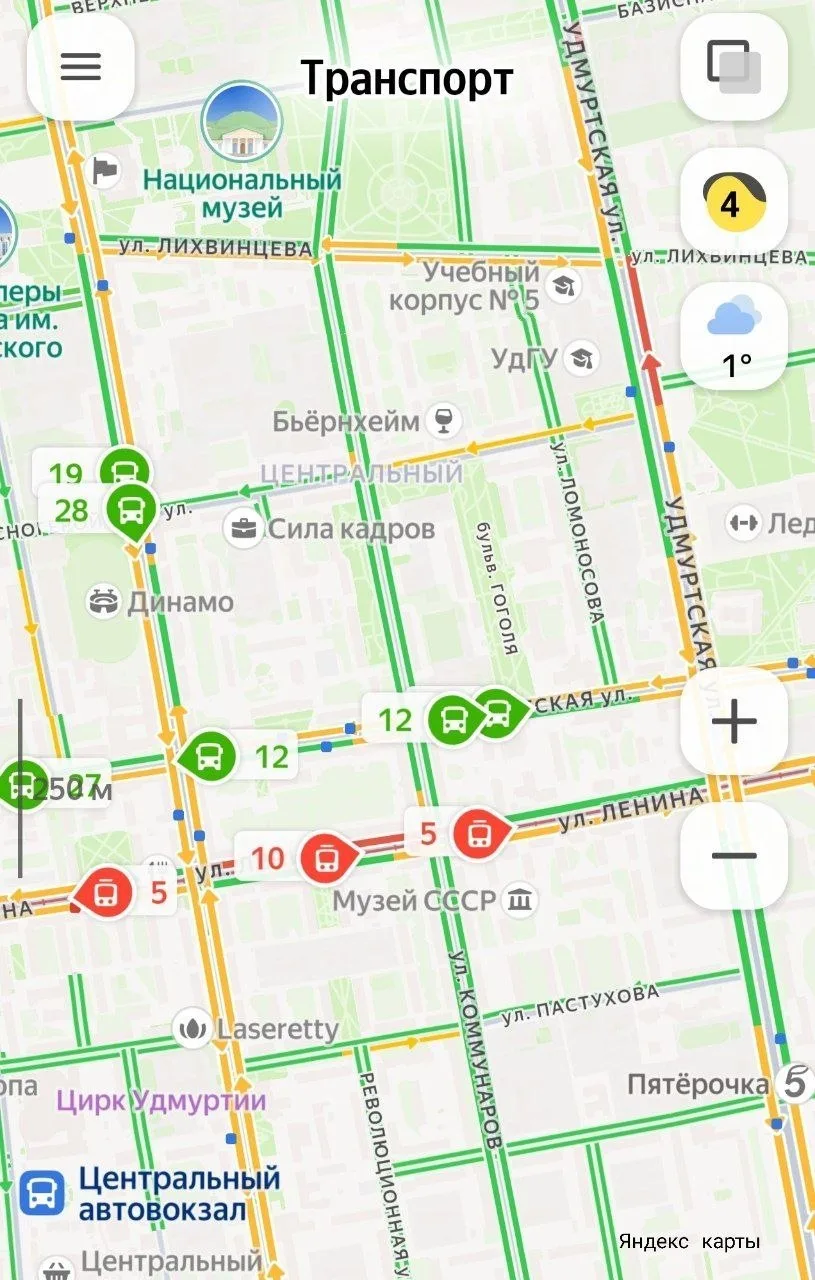 🚌 Трамваи и троллейбусы Ижевска снова видно на Яндекс.Картах
