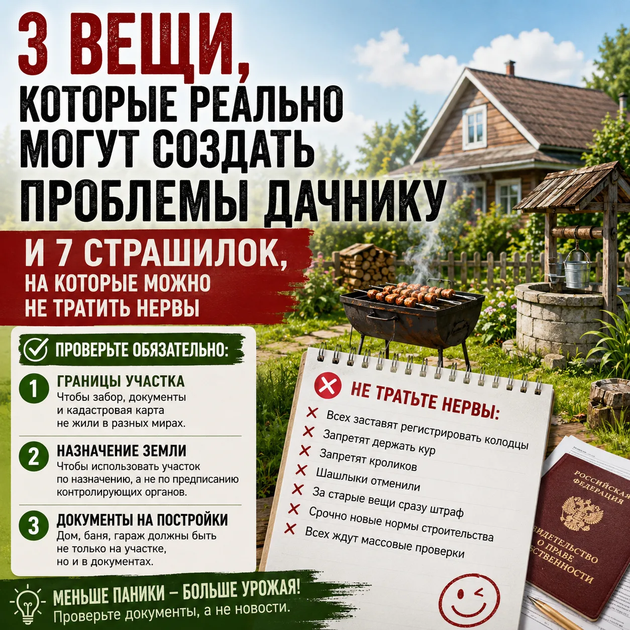 🚨 3 вещи, которые реально могут создать проблемы дачнику. И 7 страшилок, на которые можно не тратит