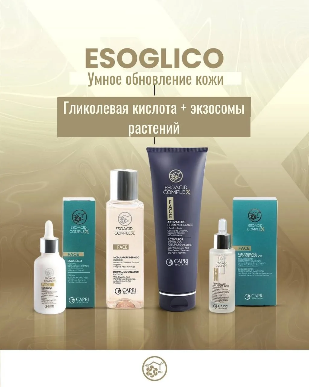 🟤 Линейка ESOGLICO (Гликолевая кислота + Экзосомы растений)