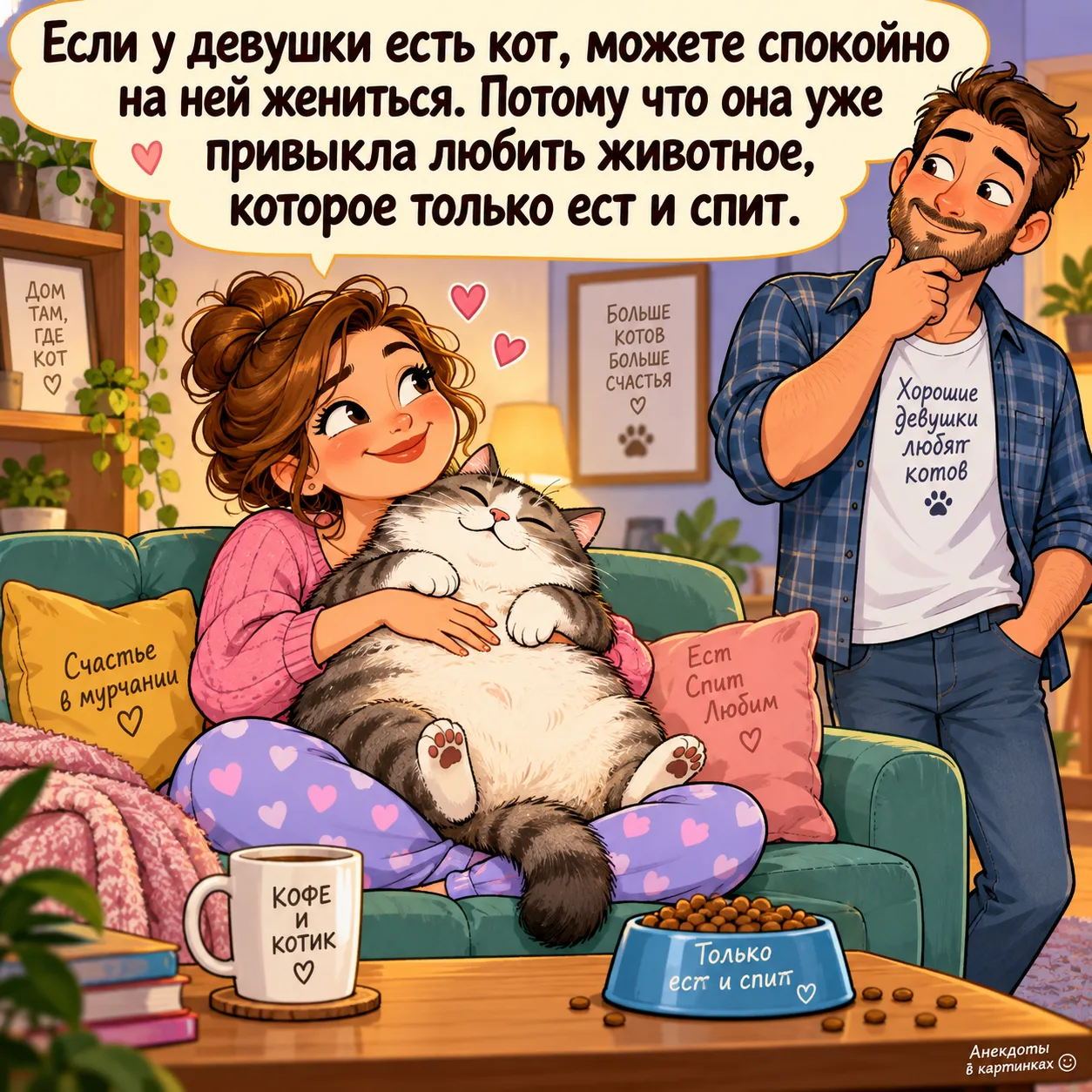 Если у девушки есть кот, можете спокойно на ней жениться. Потому что она уже привыкла л...