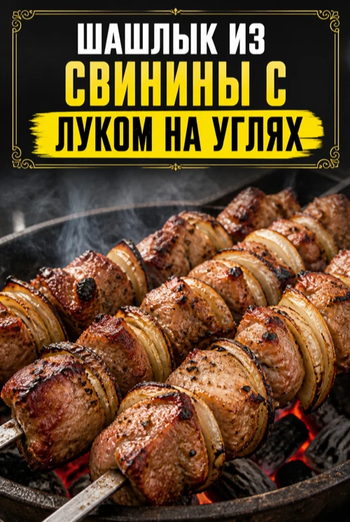 ШАШЛЫК ИЗ СВИНИНЫ С ЛУКОМ НА УГЛЯХ