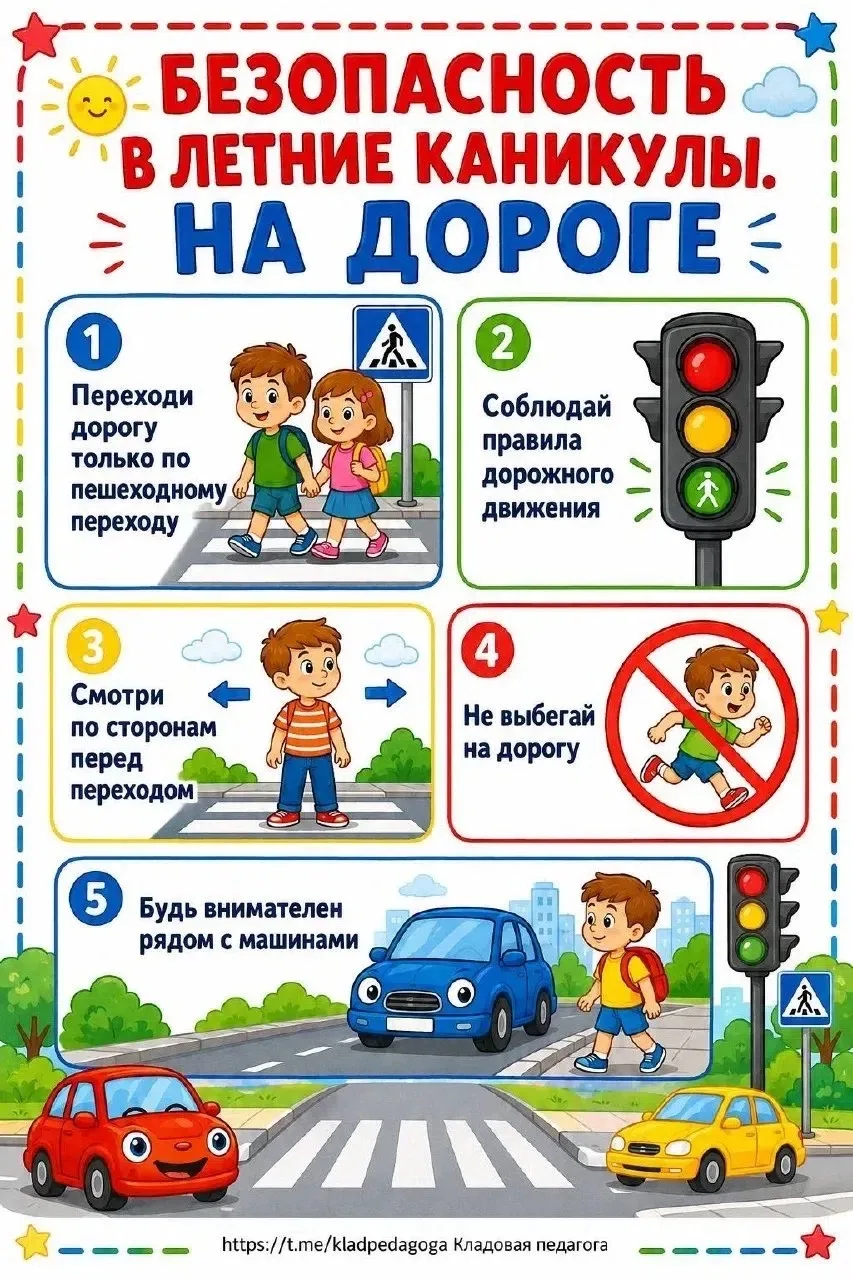 🚦 Безопасность на дорогах летом в сельской местности: памятка для школьников и родител...