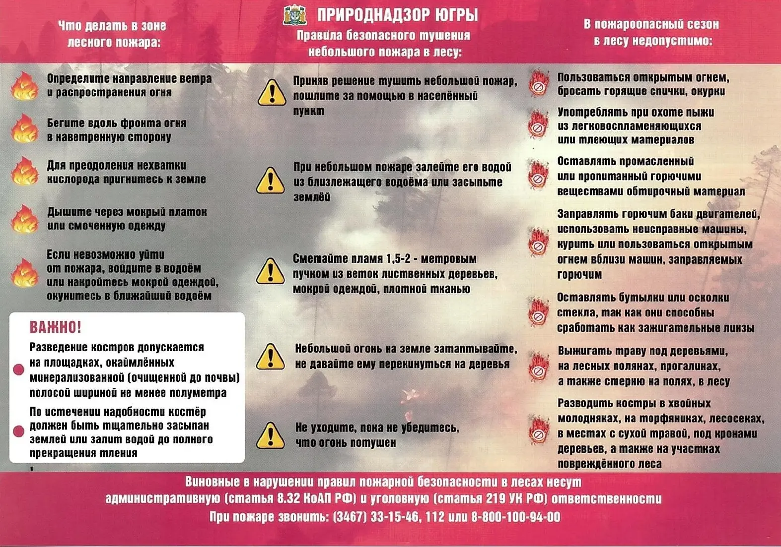 На территории Ханты-Мансийского автономного округа установлен пожароопасный сезон!