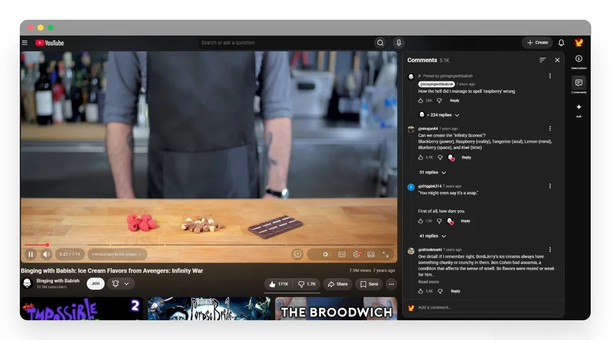 Google тестирует новый дизайн YouTube с гигантским окном комментариев. Само видео стало...