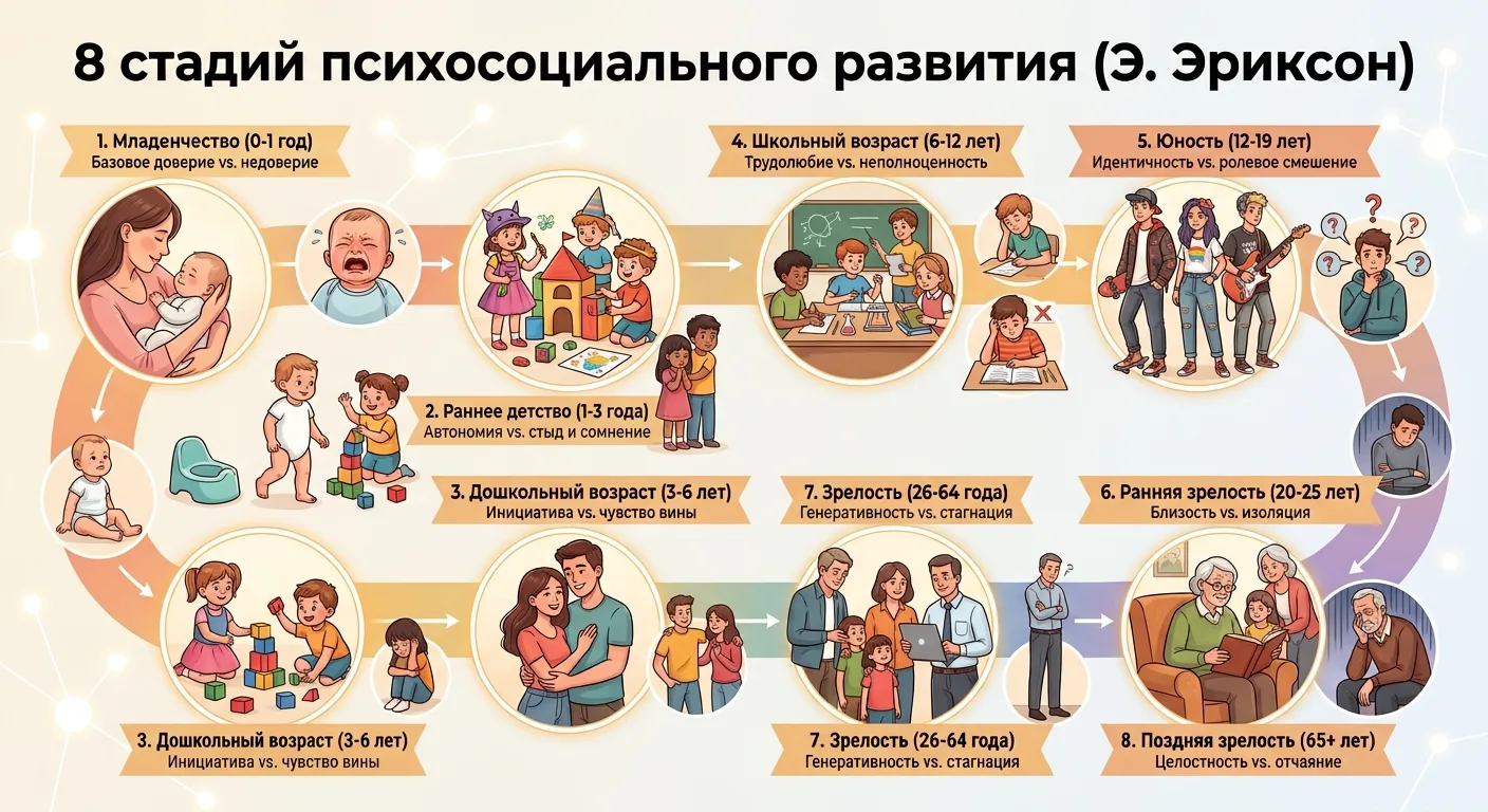 8 стадий психосоциального развития (Э. Эриксон)