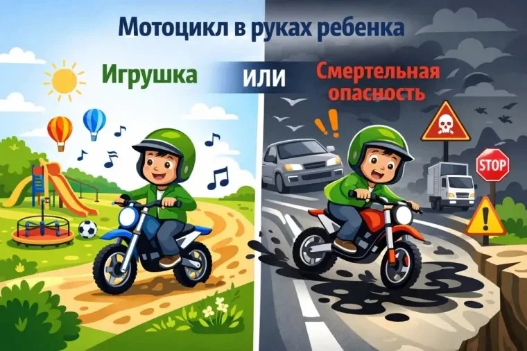 Причина трагедий -поступки взрослых 

📣Родители, будьте бдительны! Покупая ребёнку мототехнику, вы 