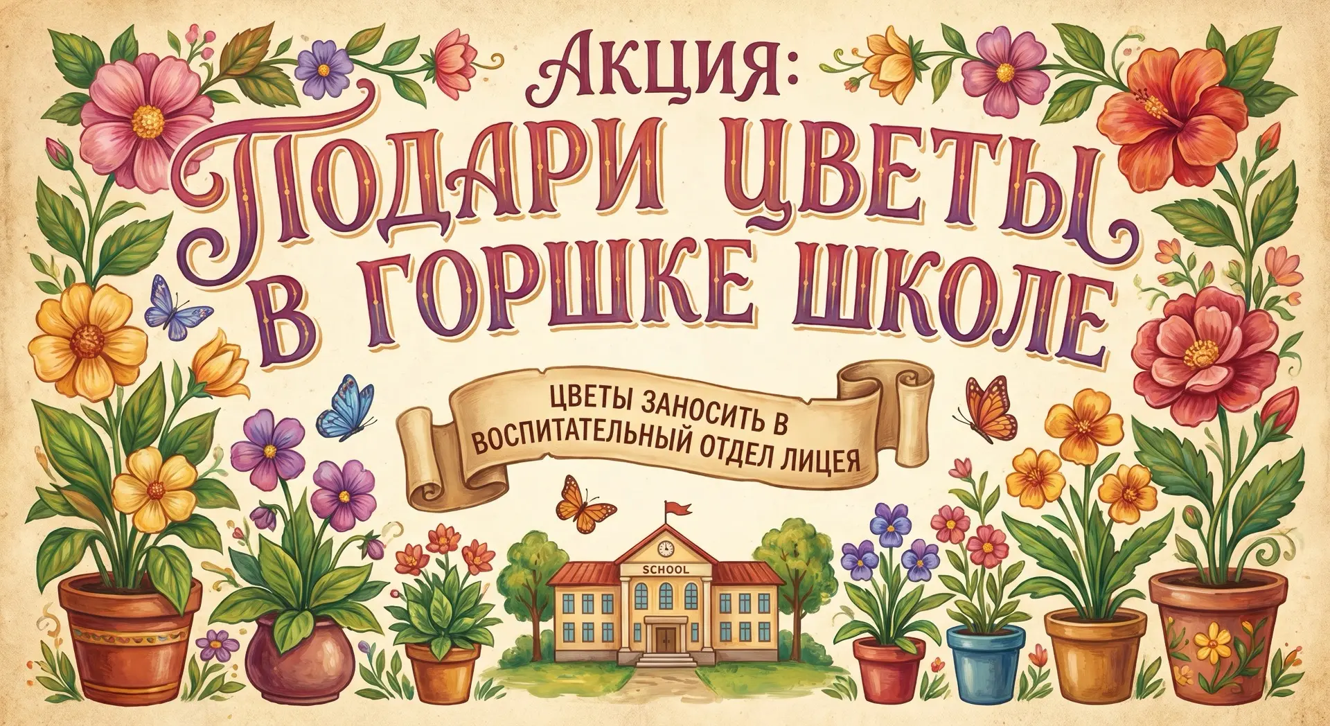 В нашем лицее стартует прекрасная акция — «Подари цветы в горшке школе»! 🌸🏫