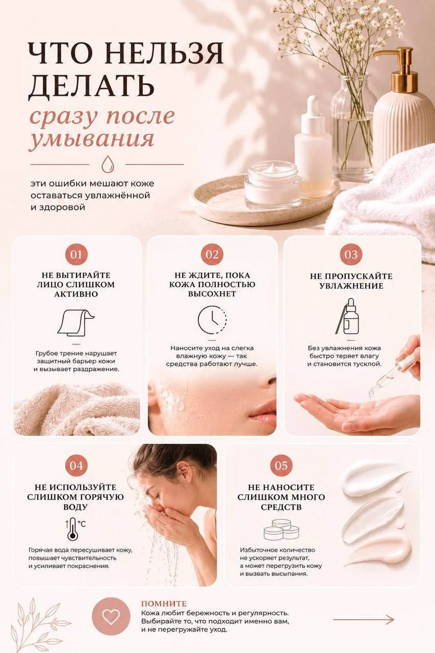 🌿 Здоровая кожа любит не сложный уход, а регулярность.
  
Избегайте распространённых ошибок, и люби