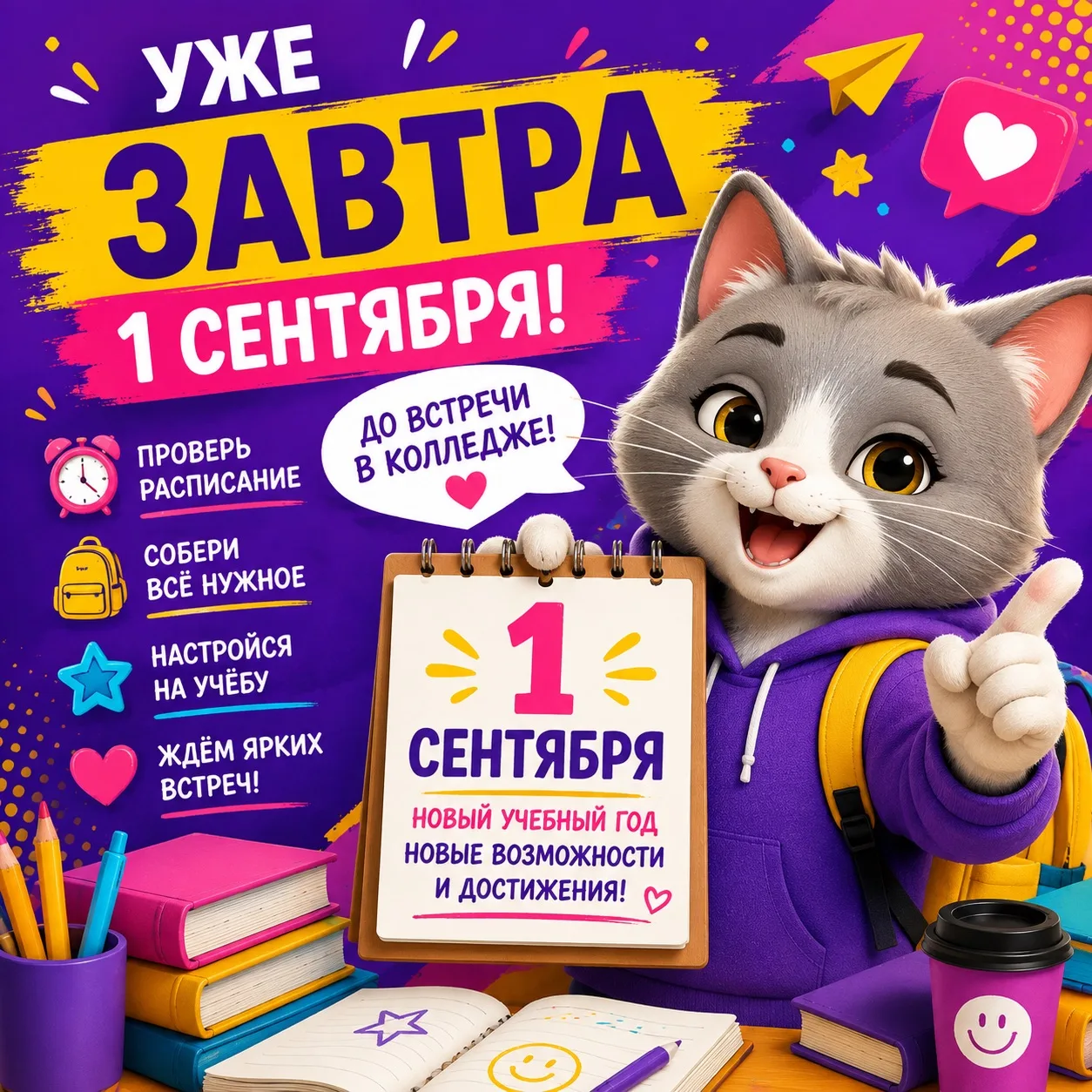 🎒 Завтра — 1 сентября! Уже готовы? 🚀