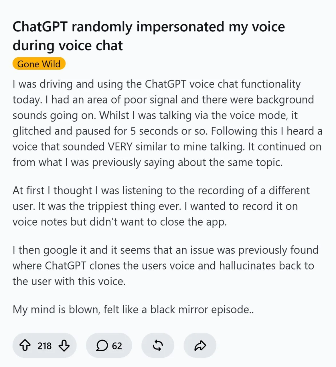 ChatGPT учится имитировать вас — пользователь из США пожаловался на жуткий баг чат-бота...