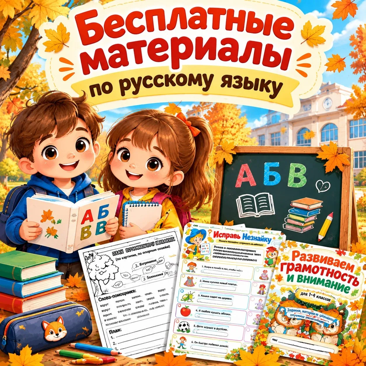 БОЛЬШАЯ ПАПКА  МАТЕРИАЛОВ ДЛЯ НАЧАЛЬНЫХ КЛАССОВ ПО РУССКОМУ ЯЗЫКУ 📚