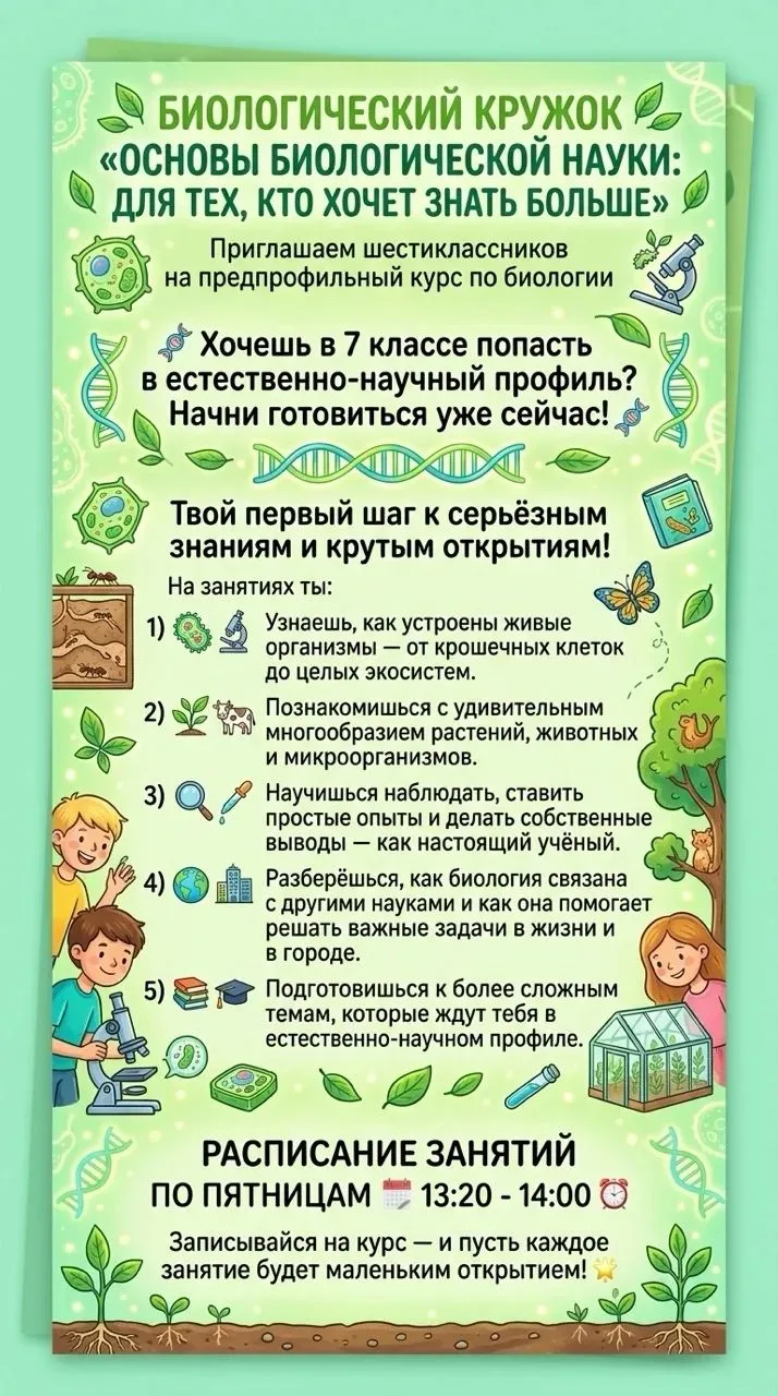 🧬 Хочешь в 7 классе попасть в естественно‑научный профиль? Начни готовиться уже сейчас...