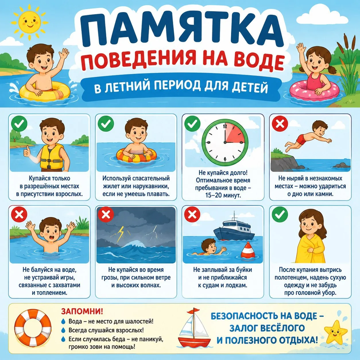 💧Вода — это источник жизни, но она может быть очень опасной, если не соблюдать правила безопасности