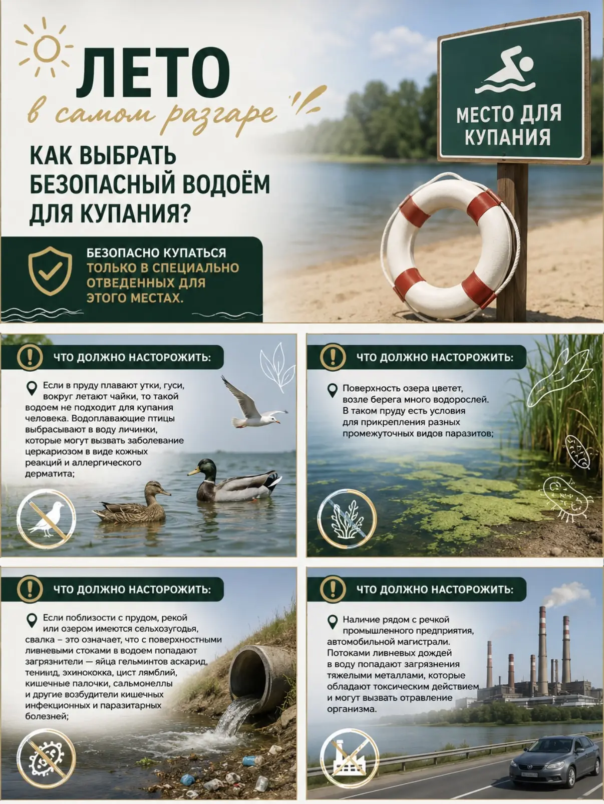 🏊🏻‍♀️ Лето в самом разгаре

Безопасно купаться можно только в специально отведенных для этого мест