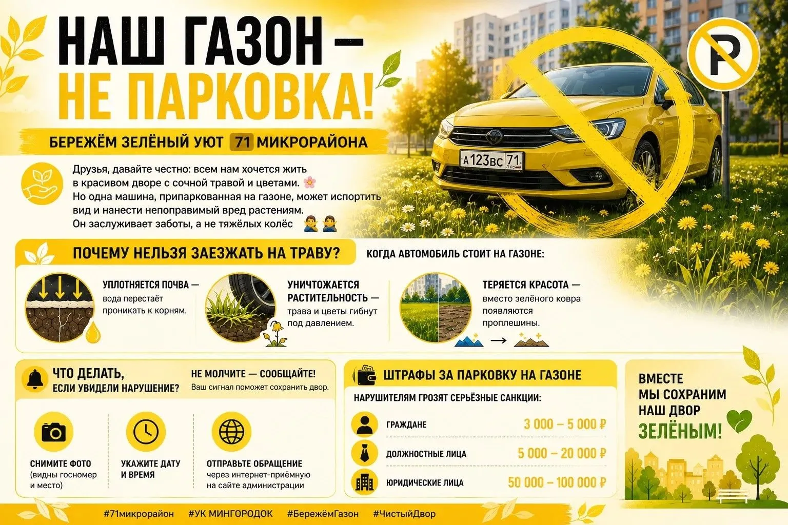 Парковка на газоне – это незаконно 🚗❌