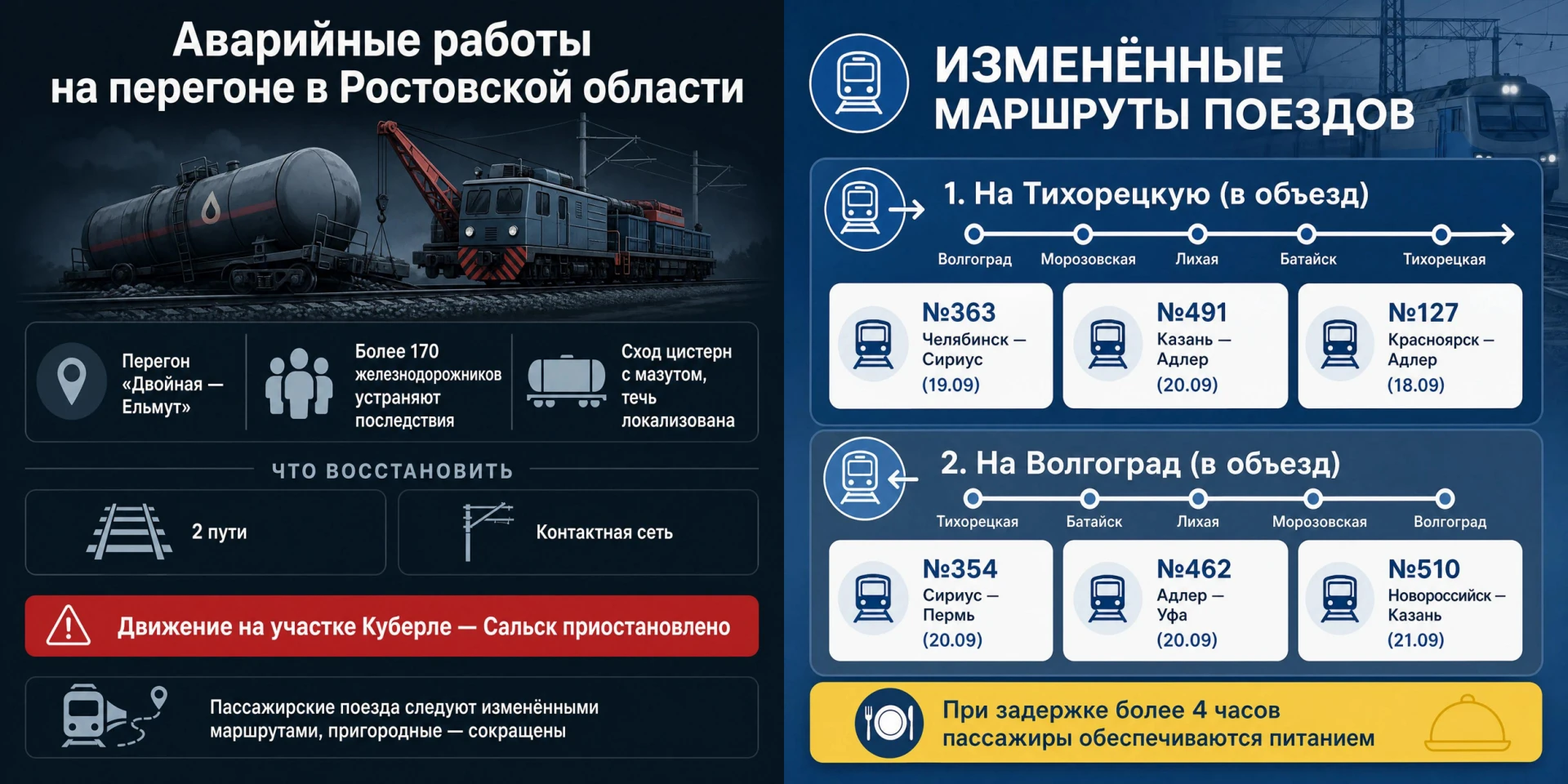 Аварийные работы после схода вагонов продолжаются на перегоне в Ростовской области