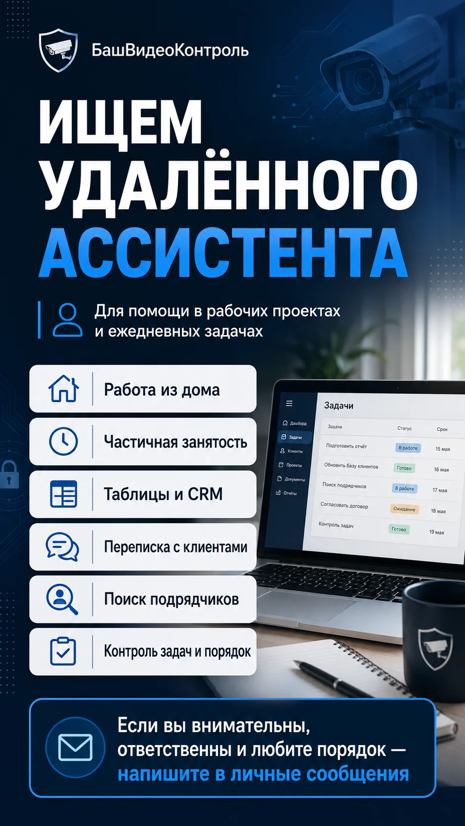 Ищем удалённого ассистента в «БашВидеоКонтроль».