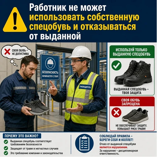 🔔Работник не может использовать собственную спецобувь 🥾и отказываться от выданной обуви.