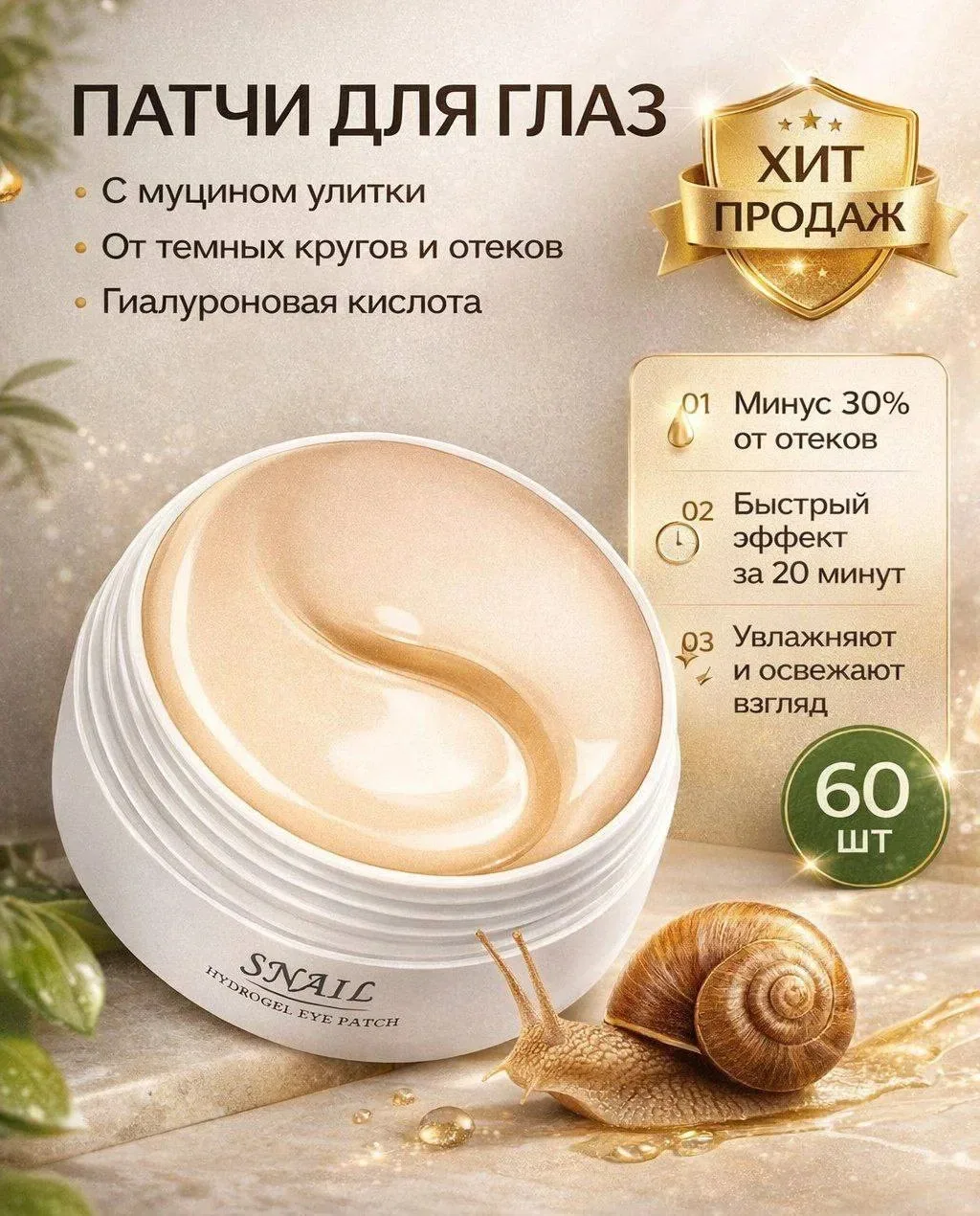 🐌Патчи для глаз 

💞Цена на WB ~ 400 р
🎉Цена для Вас - 80 р фикс
💸КЭШБЭК ~ 320 р
‼️Оплата за искл