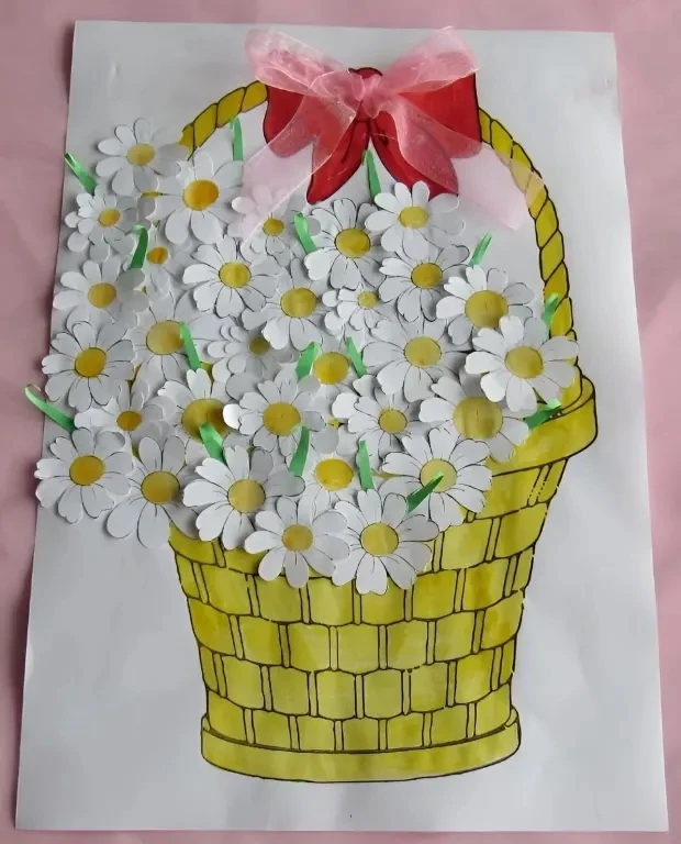 Корзина с ромашками