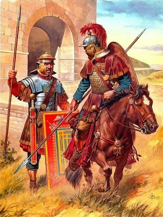 Легионер и катафрактарий древнего Рима.