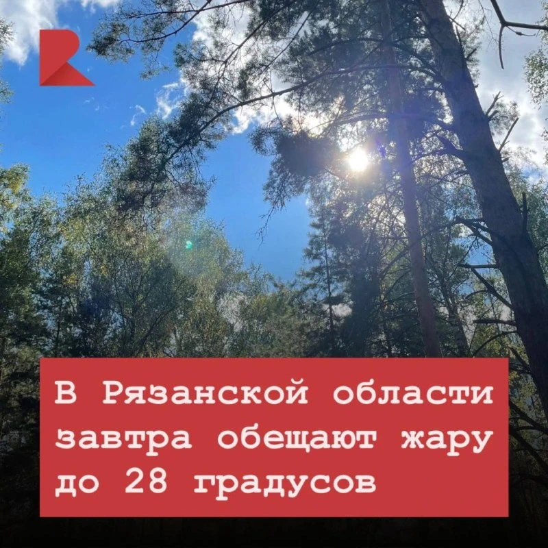 ☀️ Завтра в Рязанской области ожидается до +28°С. 

Синоптики прогнозируют переменную облачность, ме