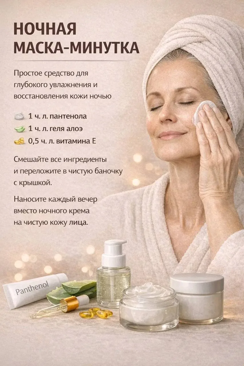 🌙 Ночная маска - секрет утренней свежести
  
✨ Питает и увлажняет кожу во время сна
💧 Помогает вос