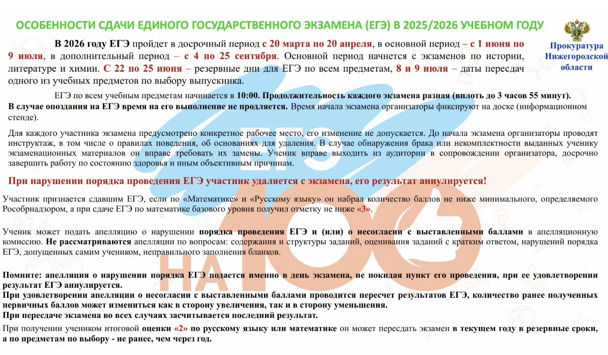 Особенности сдачи ЕГЭ в 2025-2026 учебном году.