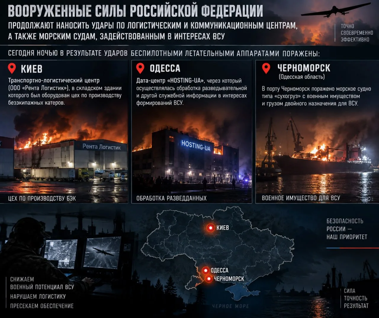 ❗️ Вооруженными силами РФ продолжается реализация комплекса мер по поражению объектов т...