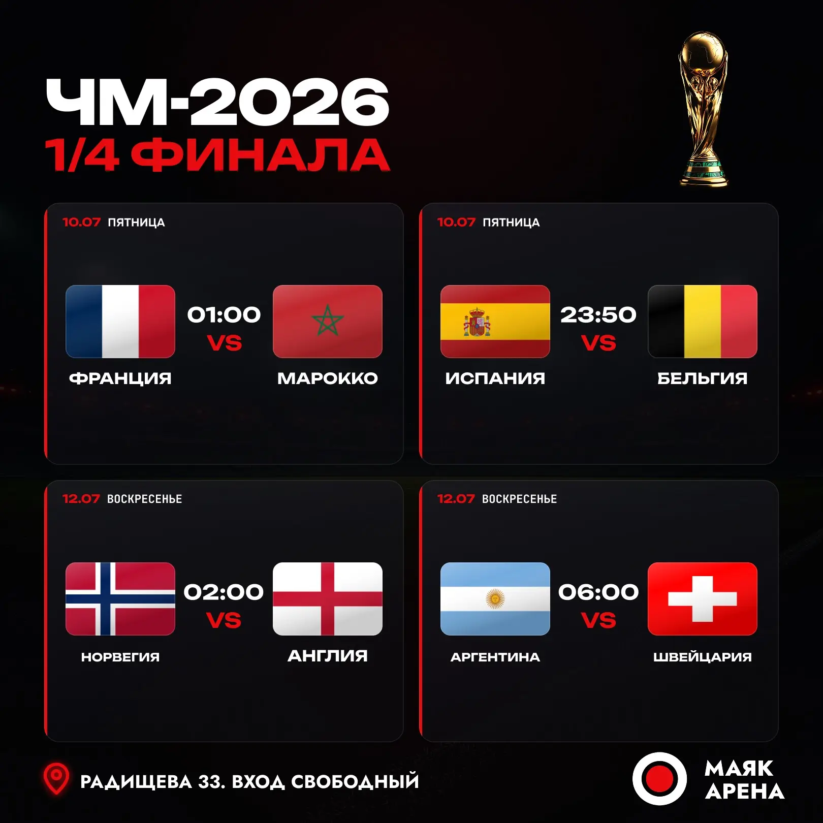 ⚽️ 1/4 финала ЧМ-2026