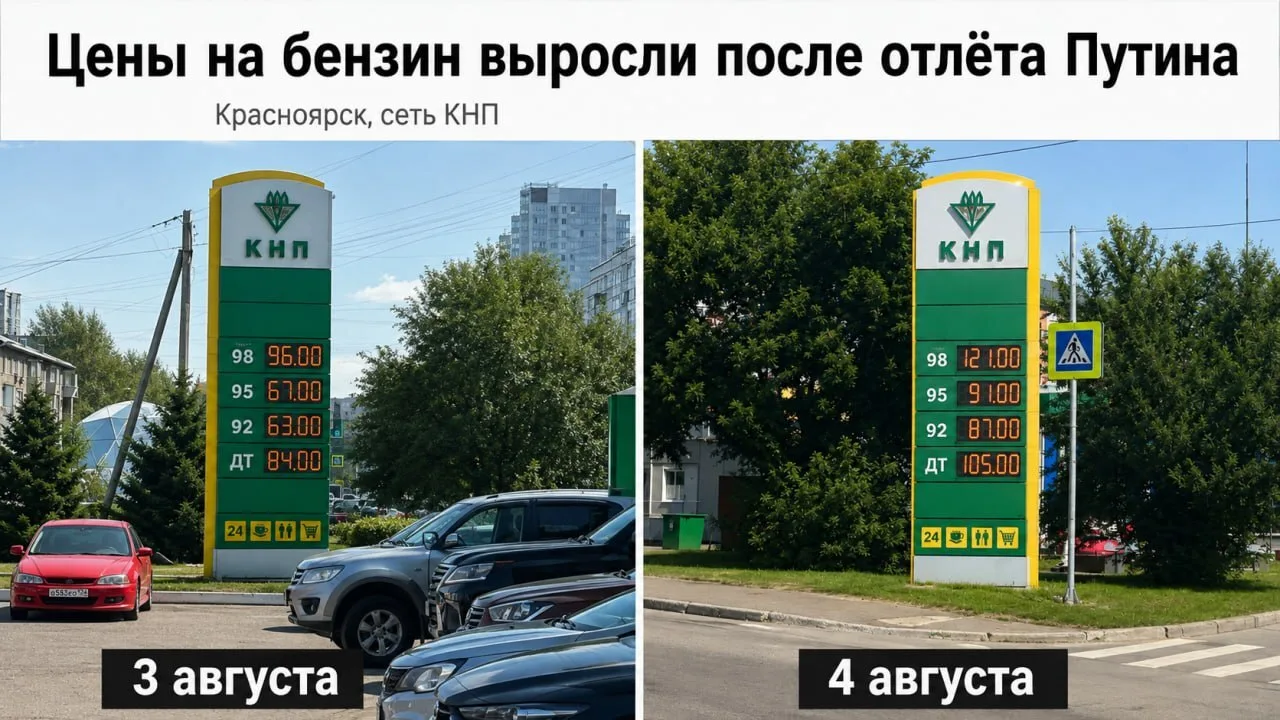 Путин улетел — бензин в Красноярске за минуту подорожал на 24 рубля
 
В Красноярске завершился корот