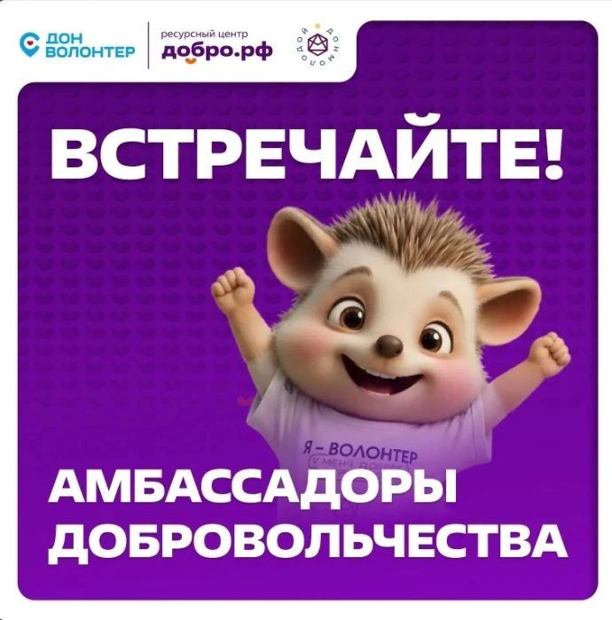 📌По итогам конкурсного отбора Донского волонтёрского центра «ДонВолонтер» статус амбассадора добров