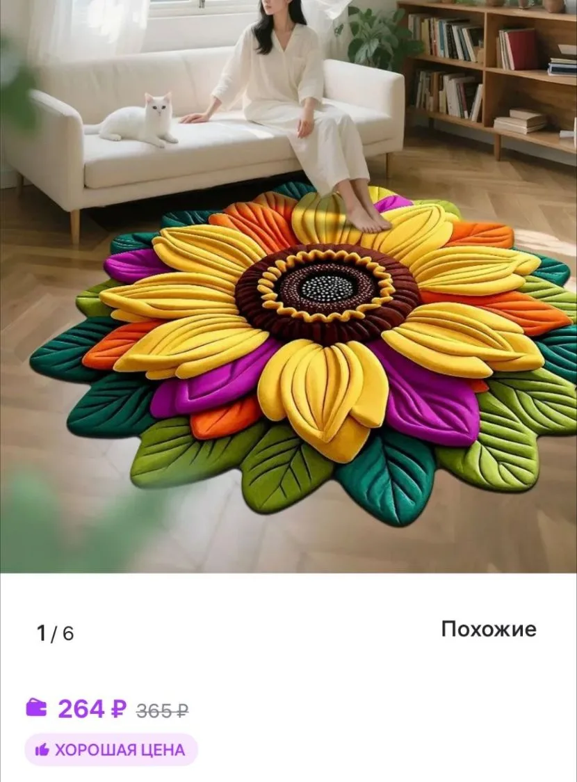 Ковер-подсолнух для гостиной, спальни