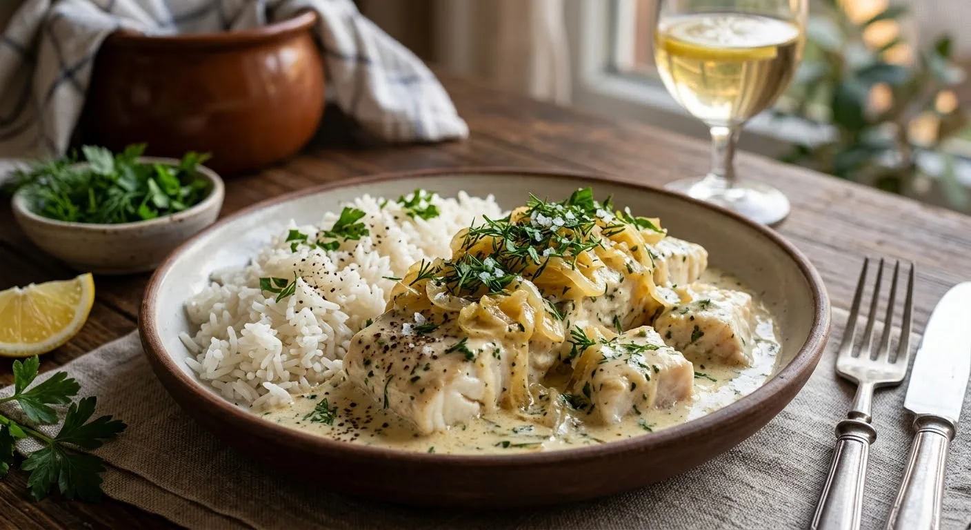 Нежнейший морской окунь в сметанном соусе: простой и вкусный ужин 🐟✨