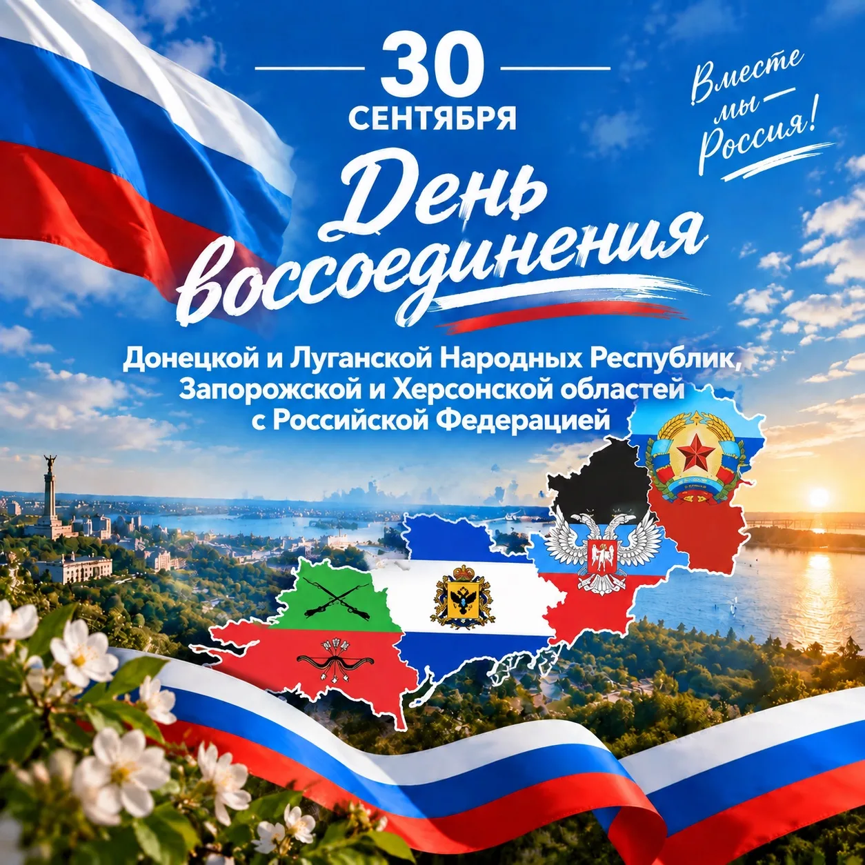 30 сентября — День воссоединения Донецкой и Луганской Народных Республик, Запорожской и...