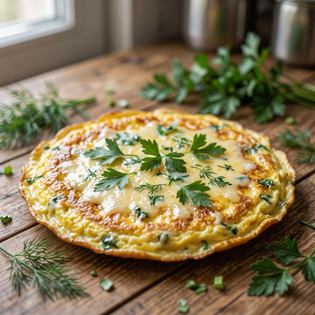 Омлет с сыром и зеленью
