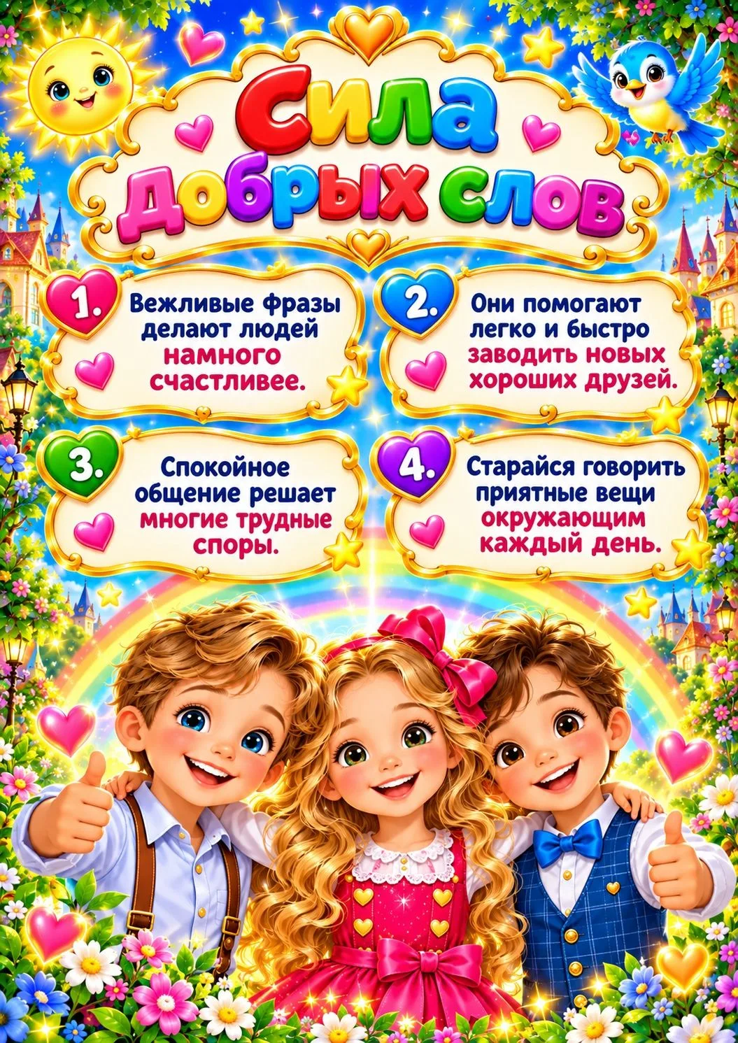 Добрые слова — маленькие, а сила у них огромная: они учат детей дружить, благодарить, п...