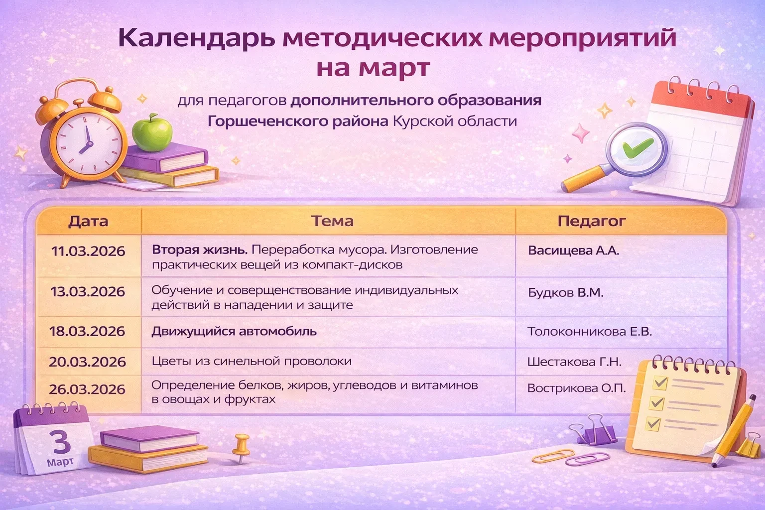 Календарь методических мероприятий на март готов!