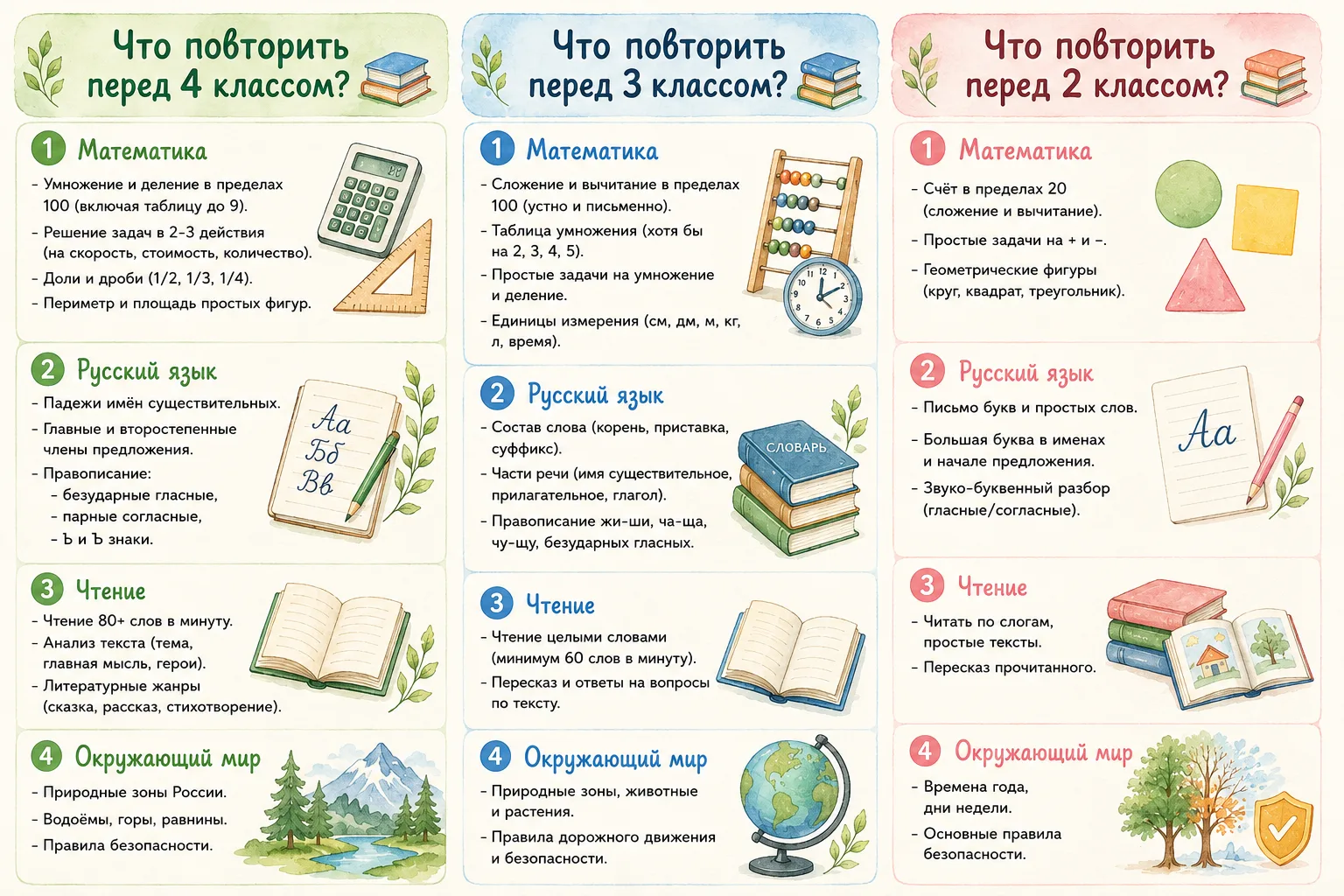 Что повторить перед новым учебным годом?