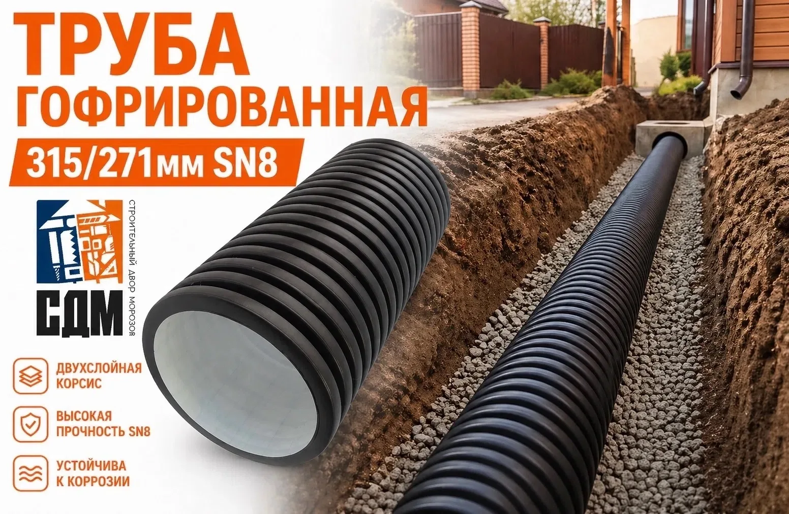 🚧 ТРУБЫ ДЛЯ ВОДООТВОДА И КАНАЛИЗАЦИИ В СДМ — НАДЁЖНОЕ РЕШЕНИЕ ДЛЯ ВАШЕГО ДОМА! 🚧