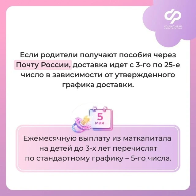 Социальный фонд России  Перед майскими выходными Соцфонд досрочно перечислит детские пособия   💳 Соц