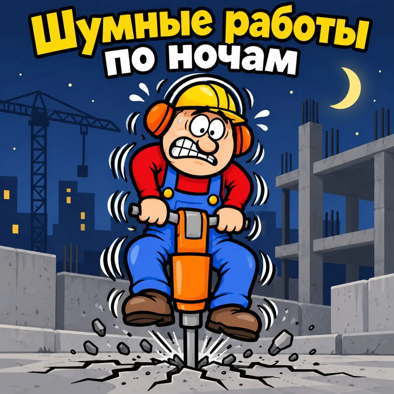 На пересечении Авиаторов и Юлиана Семёнова по ночам идут шумные работы. Соседи жалуются...