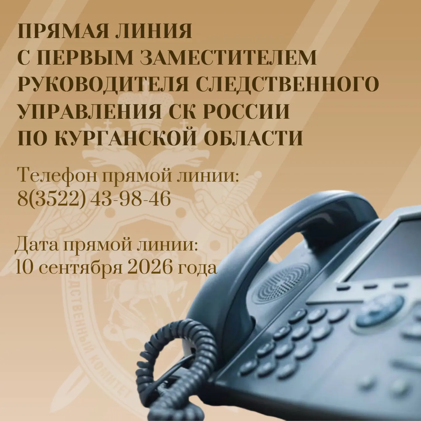 Прямая линия с первым заместителем руководителя следственного управления Следственного ...