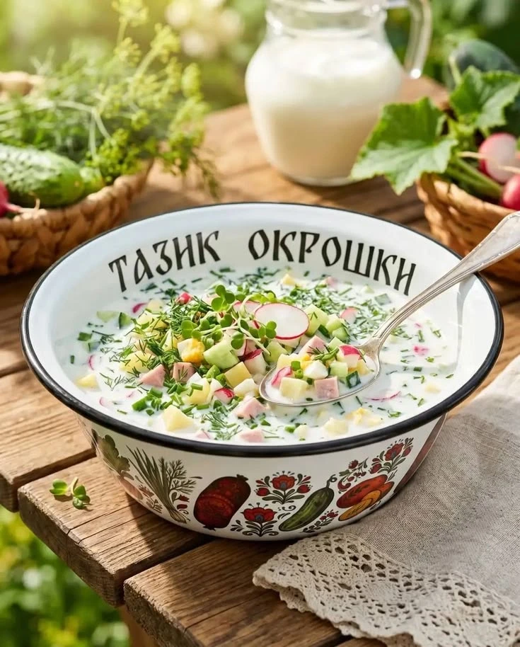 Как же хочется ОКРОШКИ!

Моя подруга на чистом английском называет её «cold kvass soup» и выглядит п