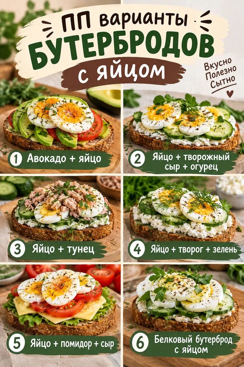 ПП-варианты бутербродов с яйцом