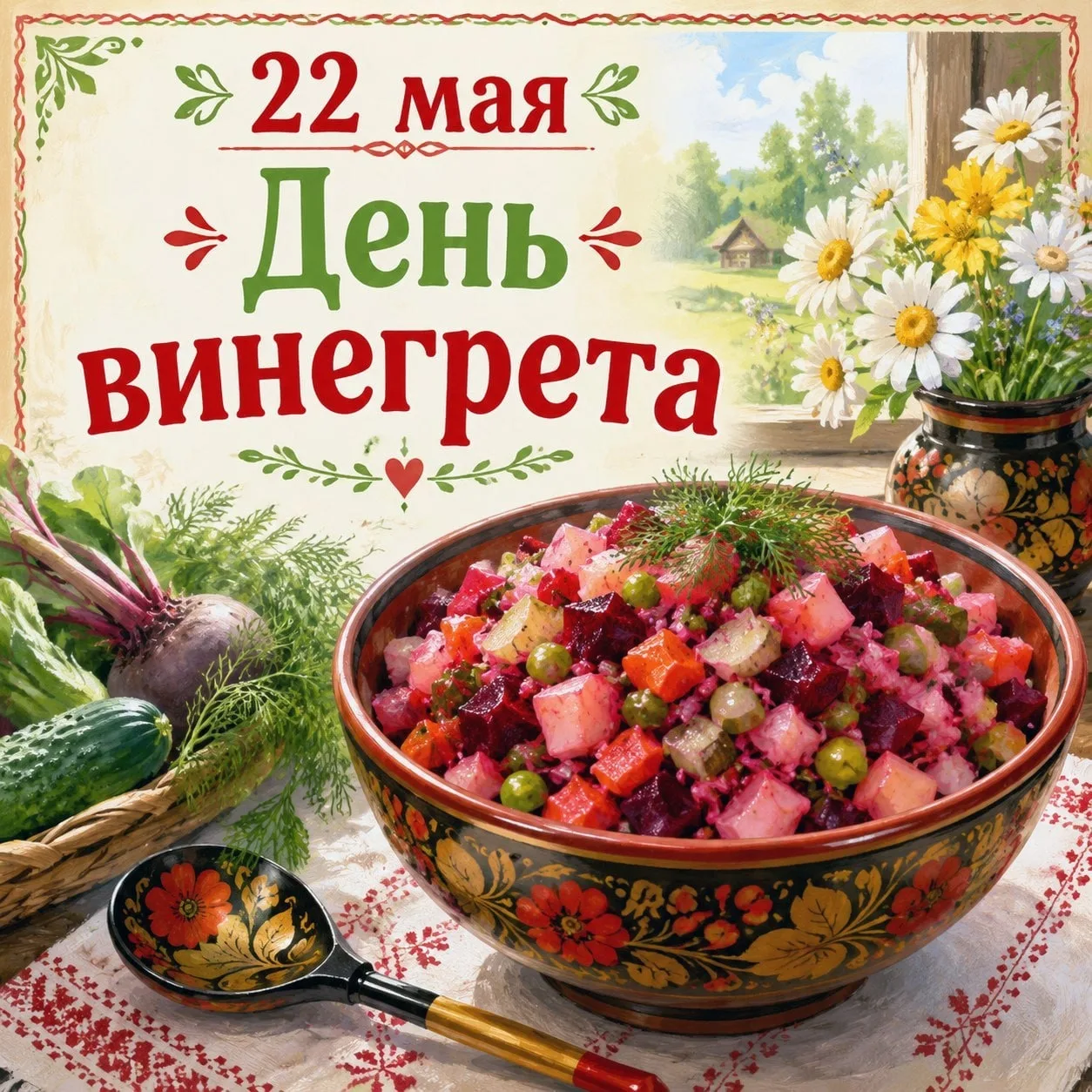 🥗✨ 22 мая — День винегрета ✨🥔  Сегодня во всём мире отмечают День винегрета — одного из самых извест