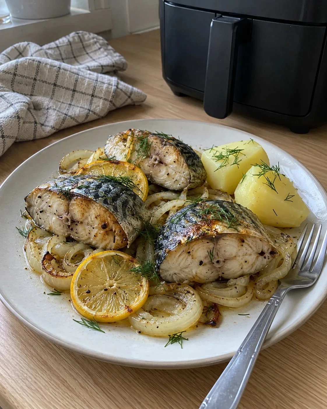 🐟 Скумбрия с лимоном и луком в аэрогриле