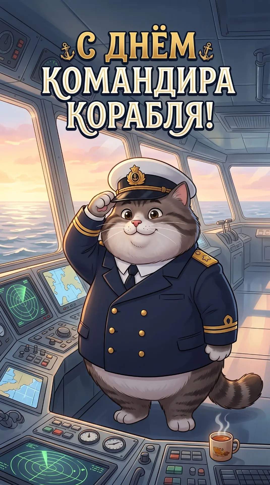 С праздником! Пусть море всегда будет спокойным, а курс — верным. Желаю надёжных людей ...